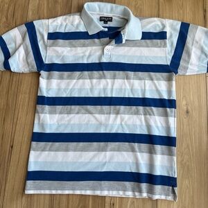 Y2K Koman Jeans Polo Bold Striped Short Sleeve Shirt Men's Size X-Large Chill